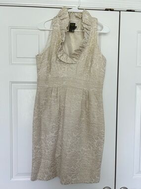 Taylor Cream Textured Ruffle-Neck Mini Dress